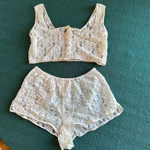 Cassini Lingerie Set Lace Crop top white sz S